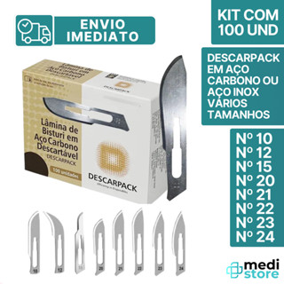 Lâmina de Bisturi Aço Carbono ou Inox Sem Cabo Descarpack Vários Tamanhos No - Envio Imediato em Oferta na Shopee