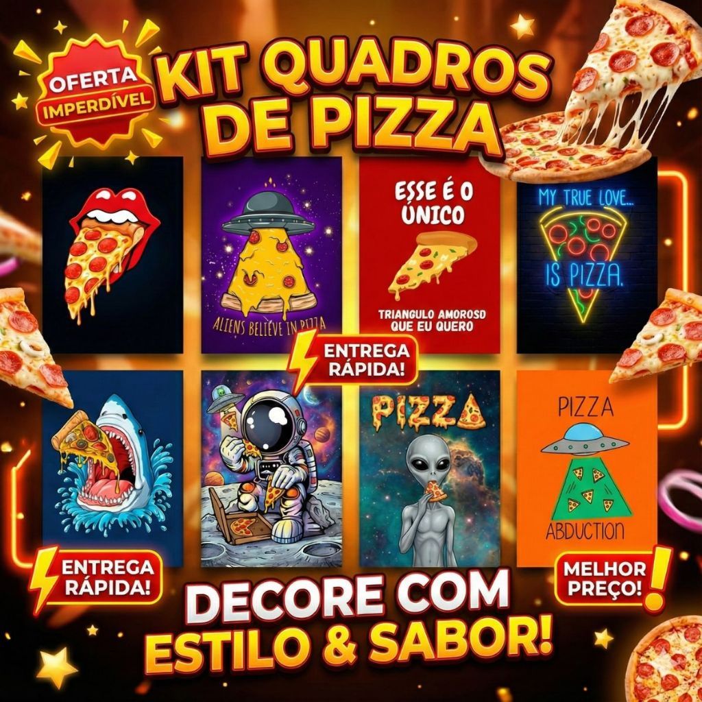 Quadros Placas Decorativa Pizza Pizzaria Cozinha Comida