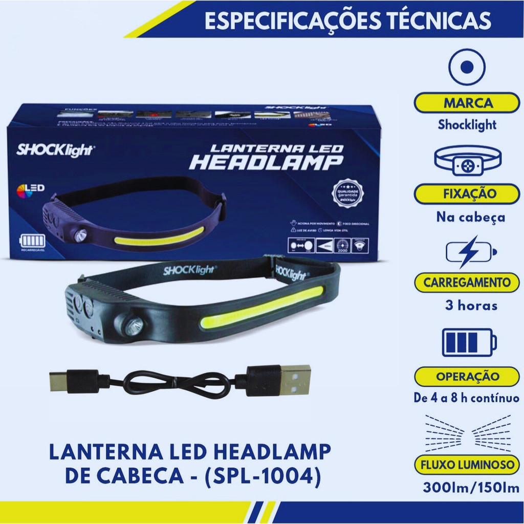 Lanterna de Cabeça Led Branco Bike Pesca Camping HEADLAMP