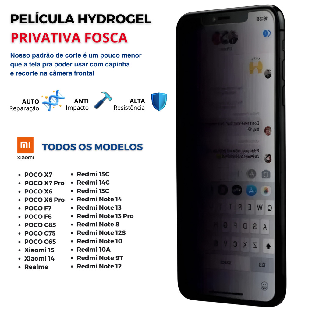 Película Hidrogel PRIVATIVA FOSCA PREMIUM para Redmi - Poco - MI - TODOS OS MODELOS em Oferta na Shopee
