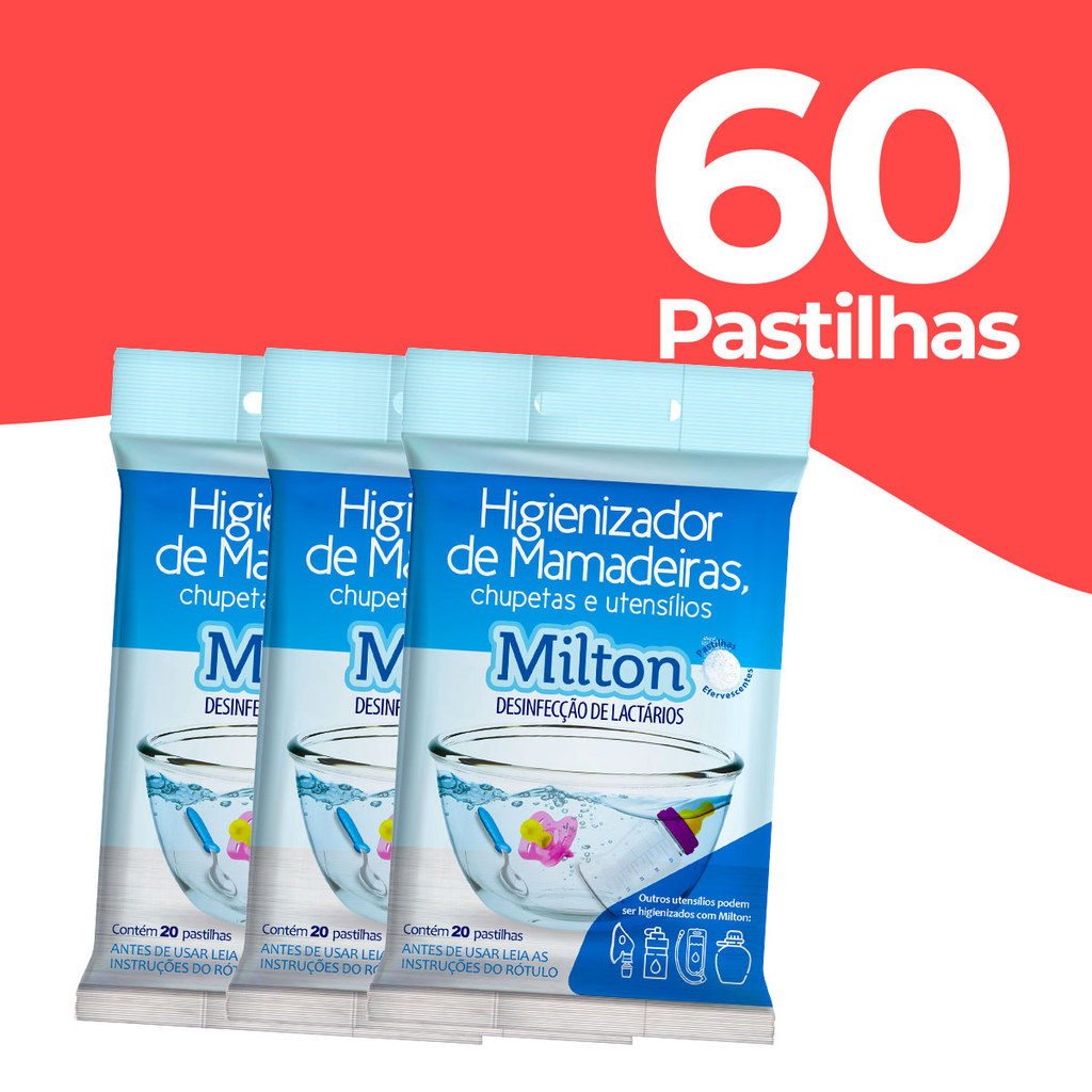Desinfetante de Mamadeiras Chupetas Utensílios Infantis com 60 Pastilhas