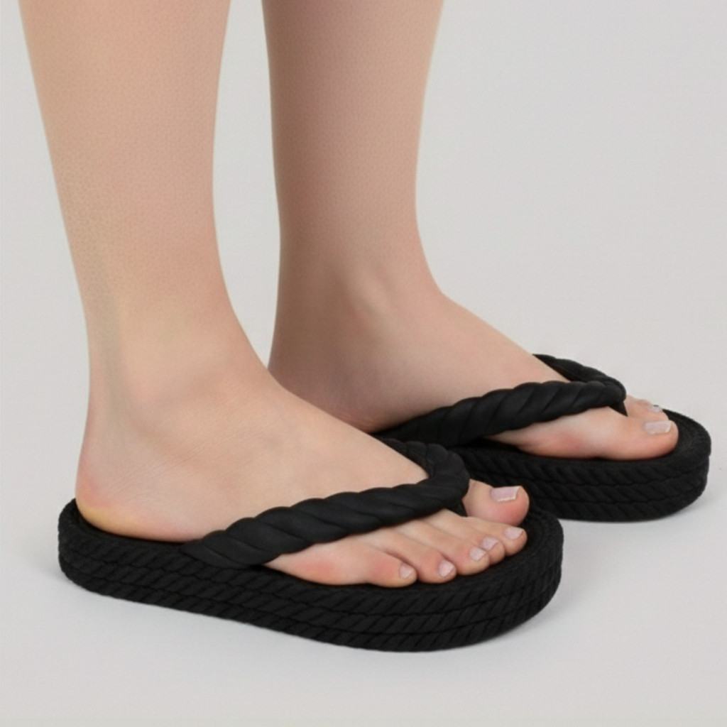 Chinelo Plataforma Feminino Nuvem com Tira Trançada Tipo Tamanco