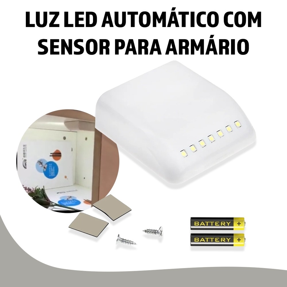 Luz Led Automático Com Sensor Sem Fio Para Armário, Closet e Guarda-Roupa