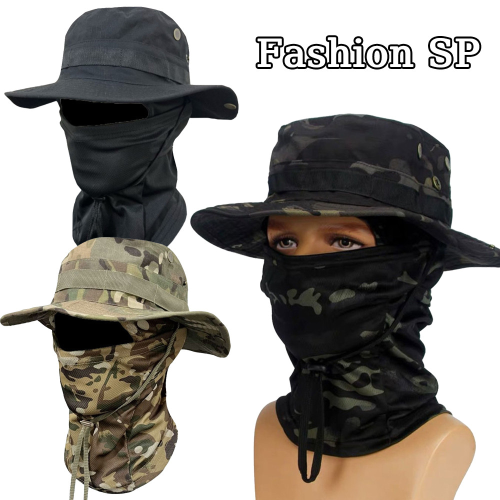 Chapéu Balaclava Terno Dobrável Máscara Camuflada Com Protetor Solar Chapéu De Balde