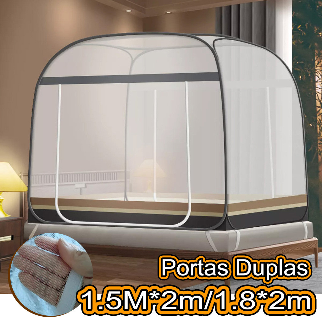 Mosquiteiro Dobrável De Porta Dupla, Instalação Portátil Adequada Para Camas De 1,5*2m/1,8*2m