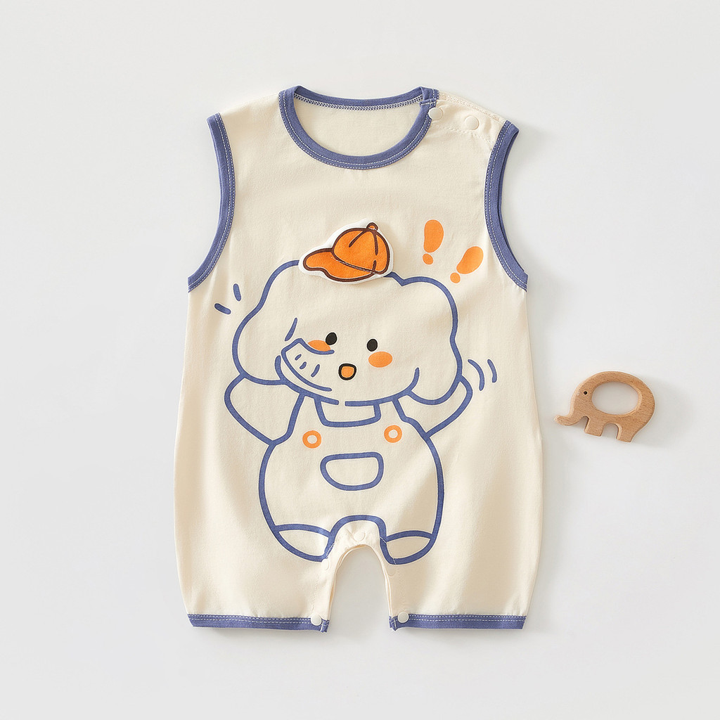 Bebê recém-nascido verão classe a fino sem mangas colete macacão masculino feminino bebê de uma peça pijamas verão
