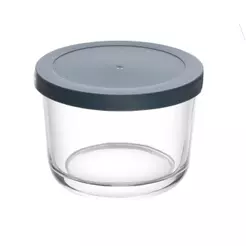 Pote Lyor de Vidro com Tampa em PP Cinza 200ml