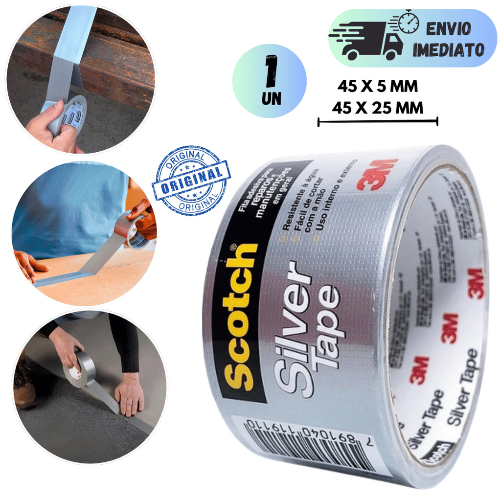 FITA SILVER TAPE 3M ORIGINAL METROS GRANDE E RESISTENTE MULTIUSO FIXAÇÃO REPAROS PISO AGUA em Oferta na Shopee