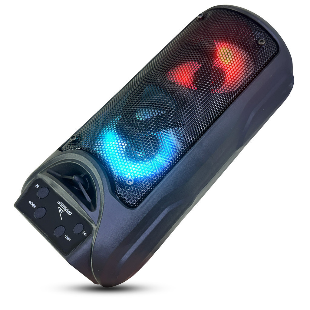 Caixa de Som Potente Bluetooth TWS Com 2 Subwoofer e Bateria De Longa Duração Leds RGB Coloridos