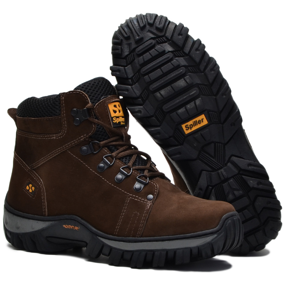 Bota Adventure Coturno Masculino Trail Spiller Shoes tenis em couro trilha trabalho lazer casual