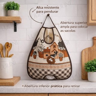 Puxa Saco / Guarda Sacola Organizador Estampado Decoração Cozinha Casa Lavanderia