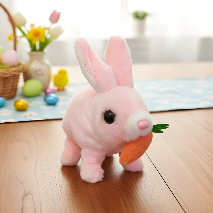 Coelho de Pelúcia Rosa com Som, Luz e Movimento - 8x16x11cm - 1 unidade - Rizzo em Oferta na Shopee