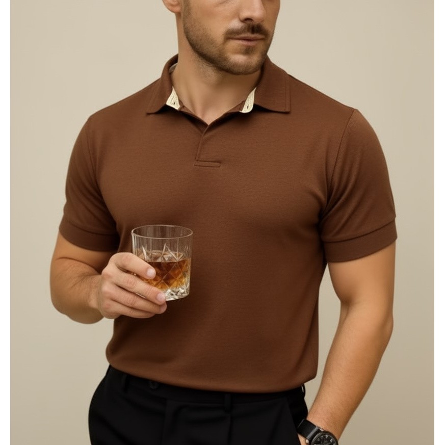 Camisa Polo Masculina Tricô Premium Manga Curta sem Botões Camisa Old Money Polo Italiana Tricot