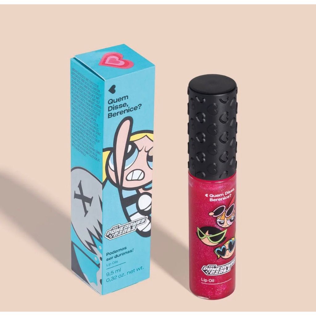 Lip Oil Podemos Ser Duronas Meninas Super Poderosas Quem Disse, Berenice? cor Rosa com glitter