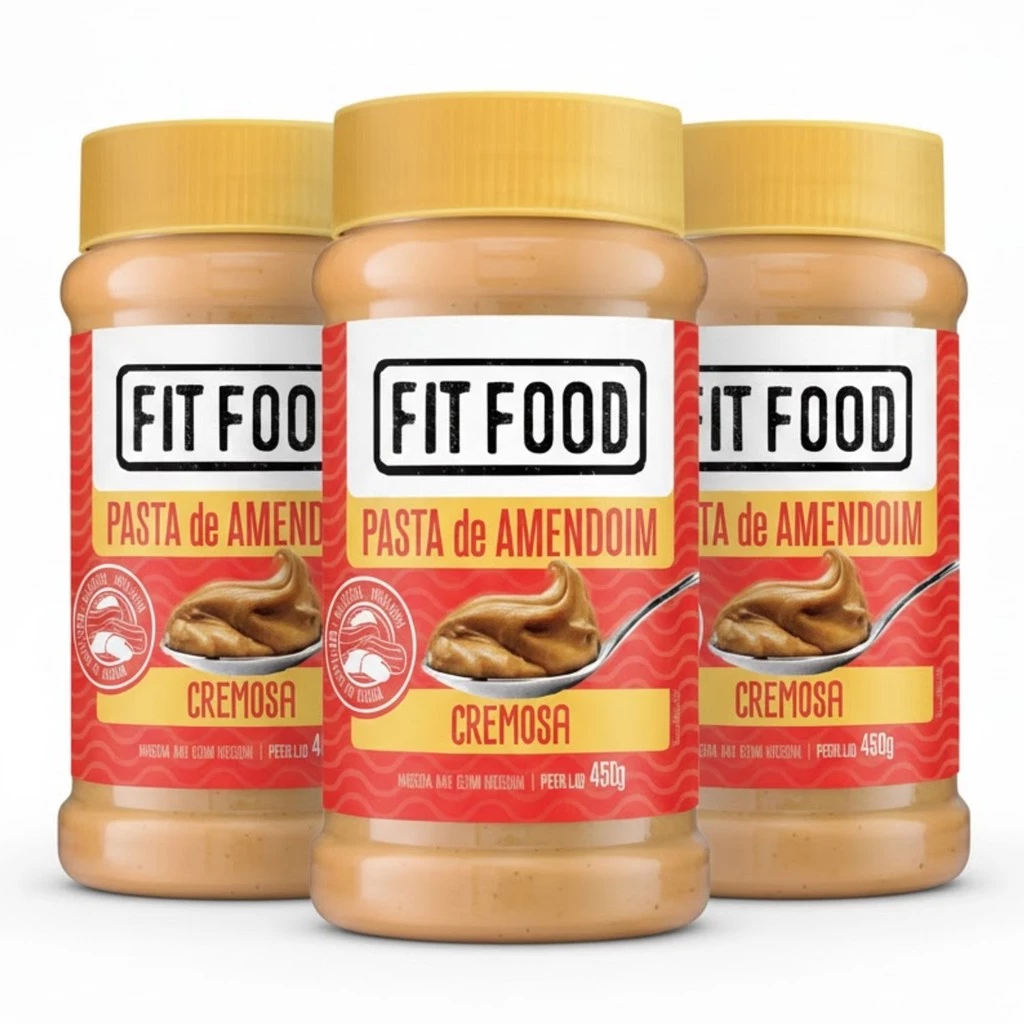 Kit 3 Pasta de Amendoim Natural Cremosa FIT FOOD 450g