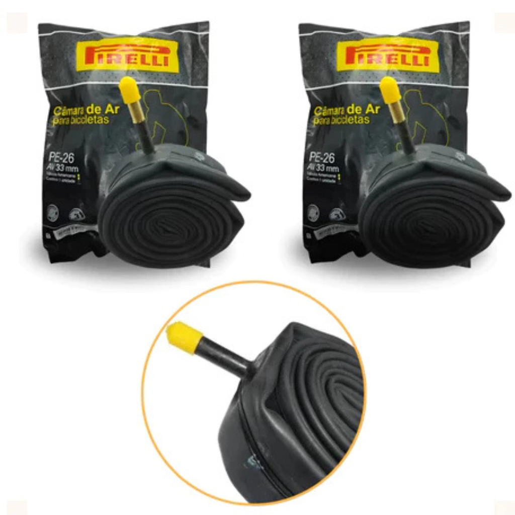 Par Câmara de Ar Aro 26 Pirelli 2 Unidades para Bicicleta 26x1.75 a 2.125