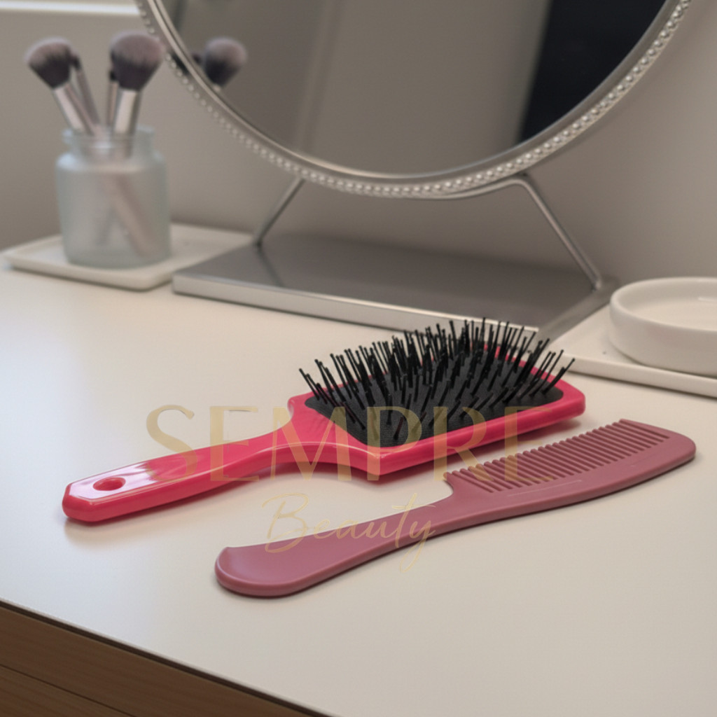 Kit Escova Raquete + pente cores variadas selecione sua cor preferida