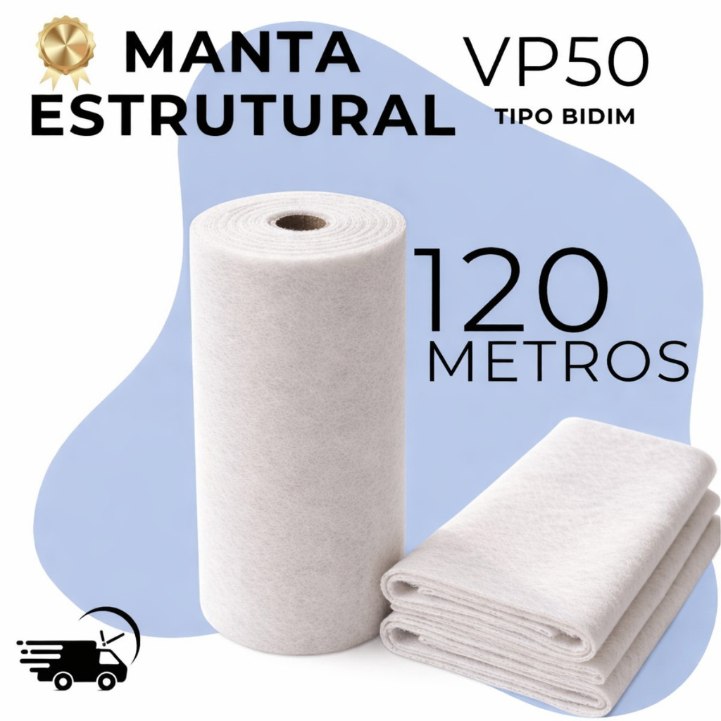 Bidim VP50 Original 120 Metros | Manta Estrutural para Construção | Alta Resistência e Durabilidade