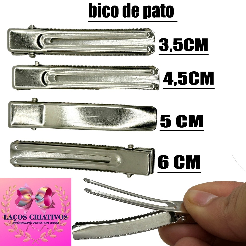 Bico de Pato Jacaré com 2 Garras – Presilha para Laços – 3,5cm, 4,5cm, 5cm e 6cm