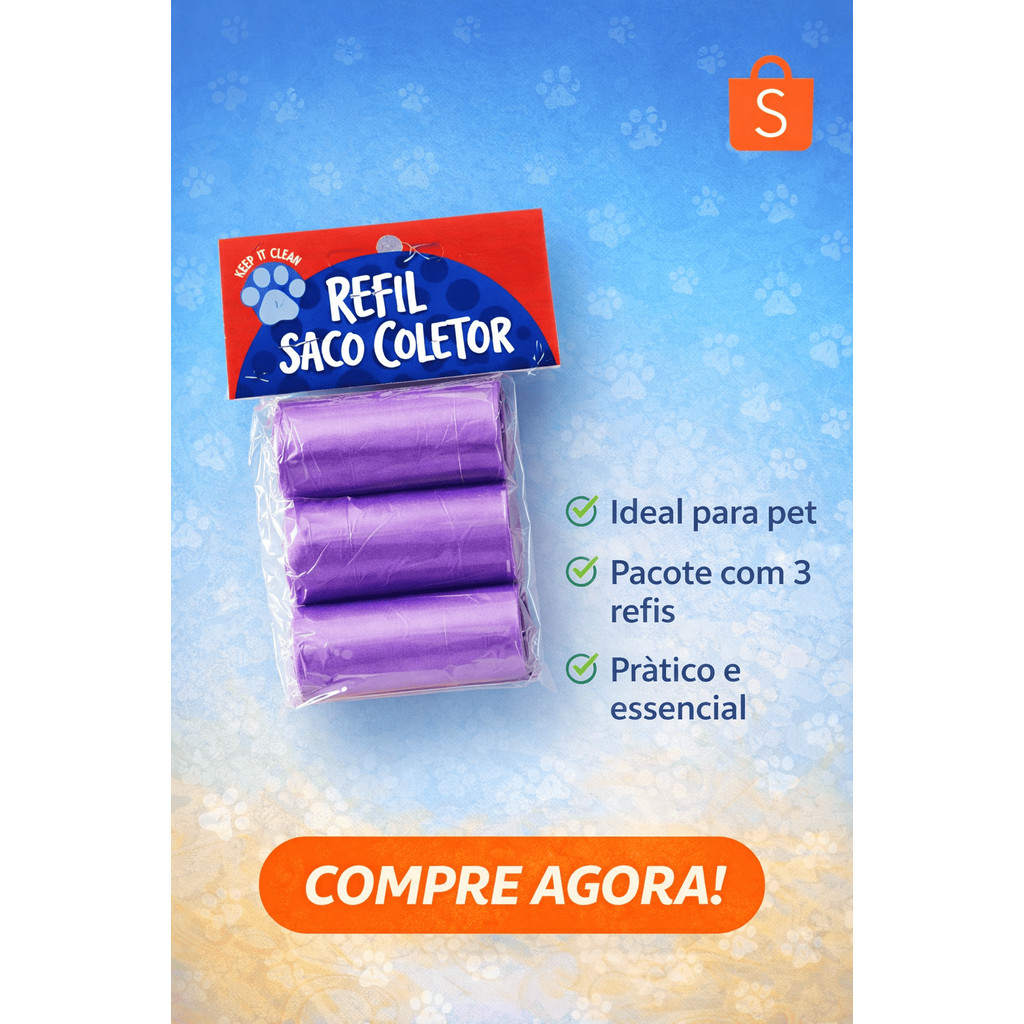 Saquinho Cata Caca Pet Biodegradável – Sacos Higiênicos Reforçados para Cachorro e Gato | Rolinhos para Passeio