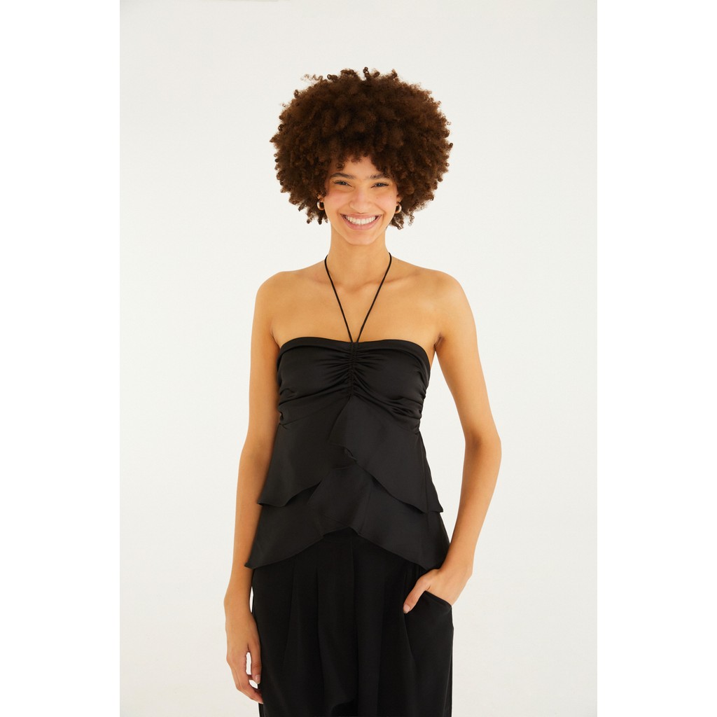 Blusa Babados Cetim Farm