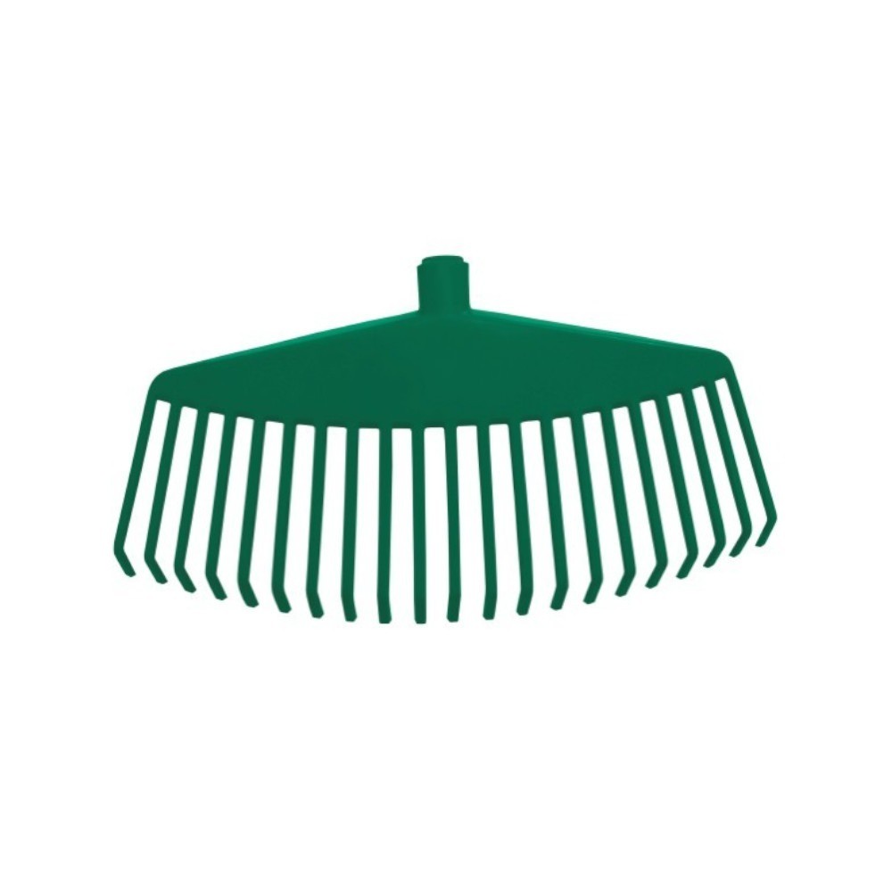 Vassoura plástica 21 dentes tipo ancinho sem cabo - Metasul (Verde)