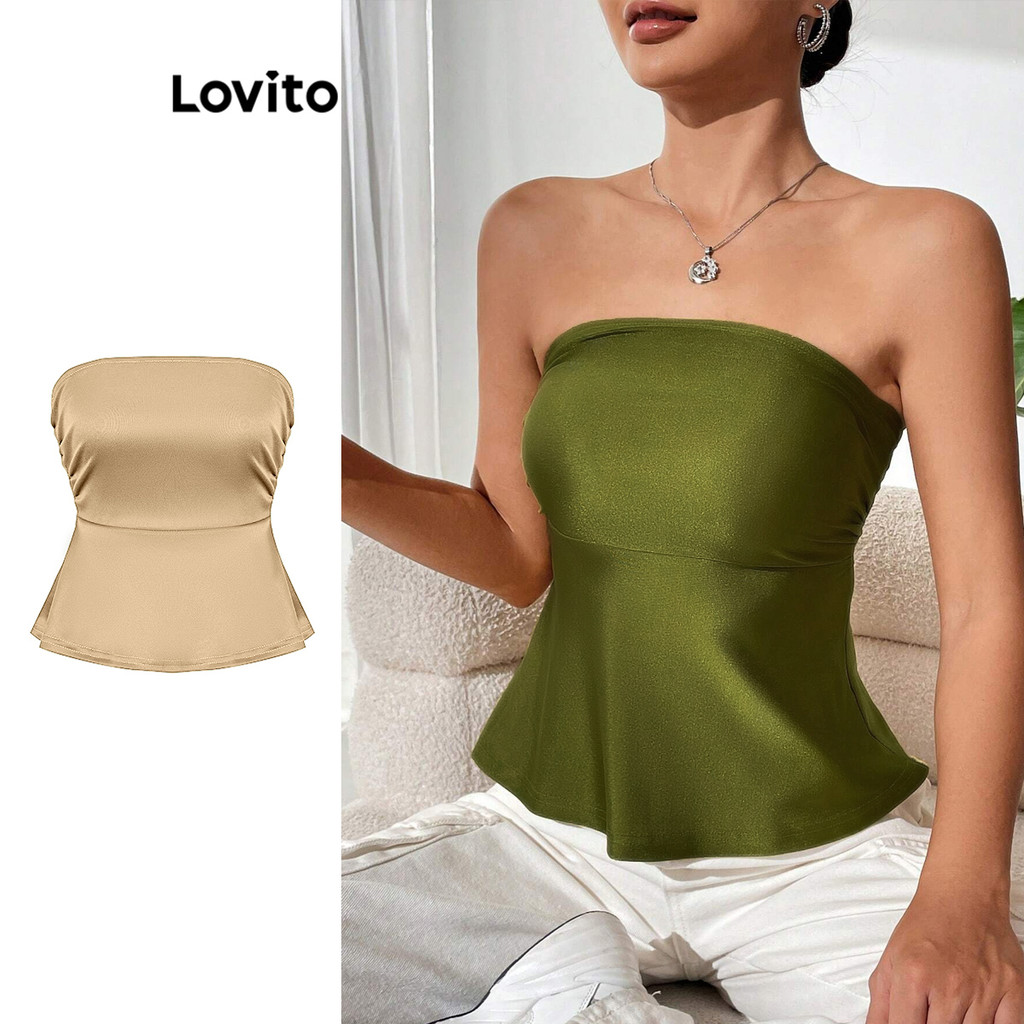 Lovito Regata Elegante, Tecidos Lisos E Brilhantes, Primavera/Verão Para Mulheres L99ED980 em Oferta na Shopee