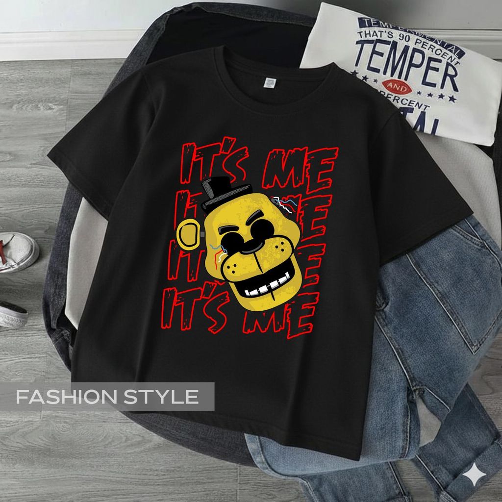Camiseta Five Nights At Freddy's Golden Freddy It's Me Jogo Terror Animatronics Camisa Unissex Blusa 100% Algodão em Oferta na Shopee