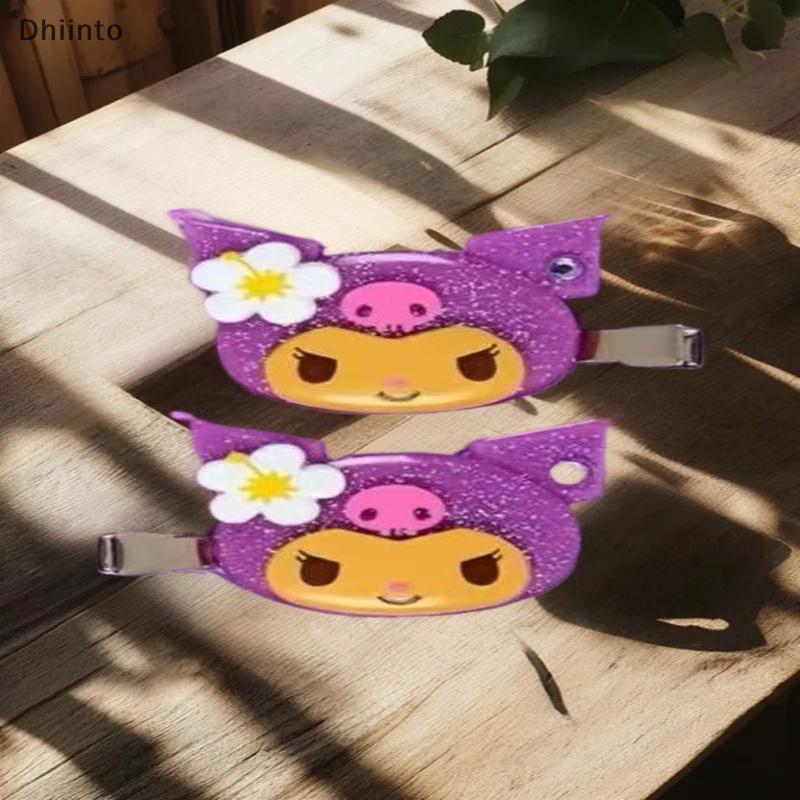 [Dhiint] 2 Peças Kawaii Sanrio Pele Hello Kitty Grampo De Cabelo Doce Meninas Fofo Desenho Animado Franja Clipe Lateral 