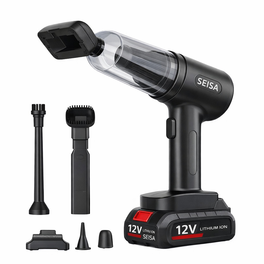 Aspirador de Pó Portátil 7 em 1 120W com Bateria Recarregável 12V Sem Fio, Alta Sucção Leve Silencioso para Casa e Carro