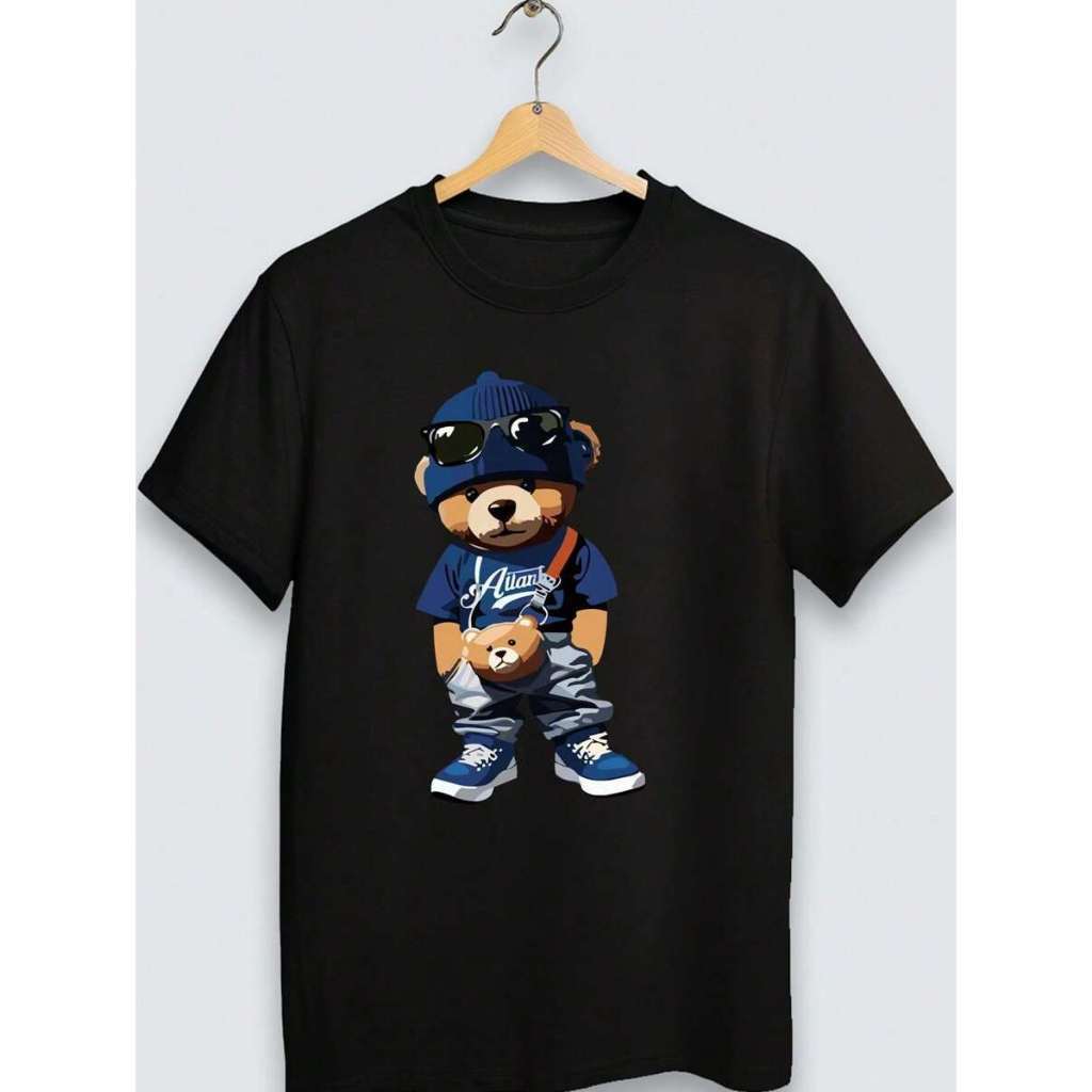Camiseta Estampada Infantil Urso Estilo Street Camiseta Gola Redonda Estiloso Casual