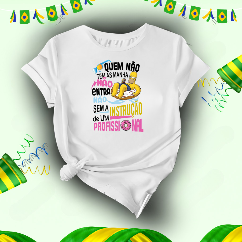 [Camiseta Premium em Algodão Puro]BOW Camiseta Homer Quem Não Tem As Manhas Lançamento Carnaval Blusa 100% Algodão Folia