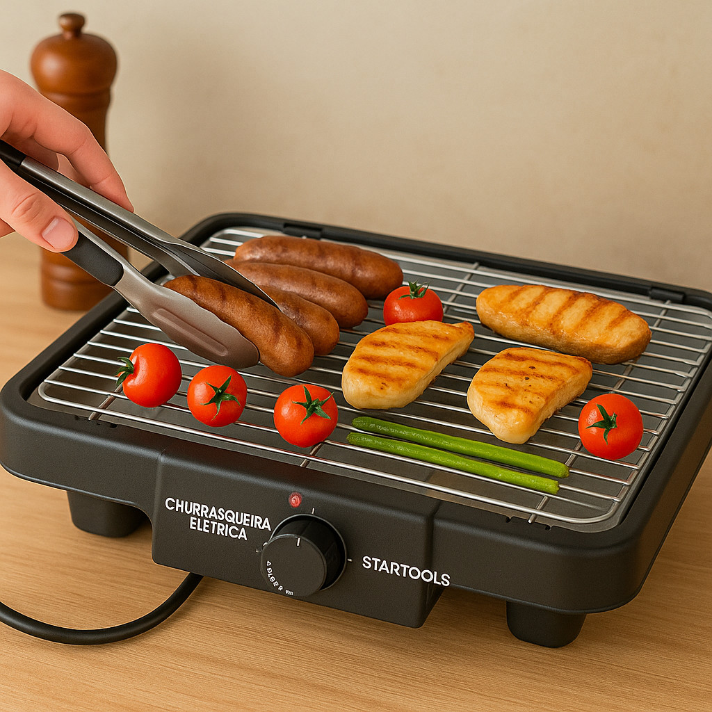 Churrasqueira Elétrica Grill Portátil Sem Fumaça 2000w 127v - Preto