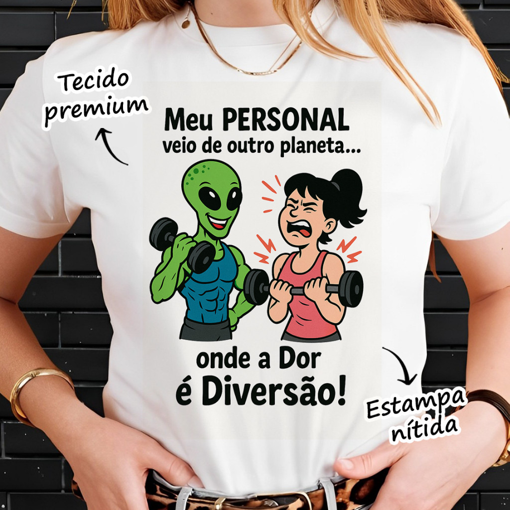Camiseta T-shirt Premium Camisa Linda Camiseta Unissex Frases Engraçadas Sobre Fitness e Academia Camisa Masculina e Fem