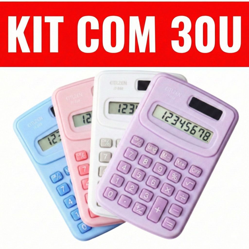 Kit 20/30 Mini Calculadora De Bolso Matemática Plástica De 8 Dígitos Portátil De Alta Qualidade Cores Misturadas