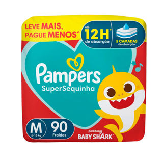 Fralda Pampers Supersequinha Tamanho M 90 Unidades Descartáveis em Oferta na Shopee