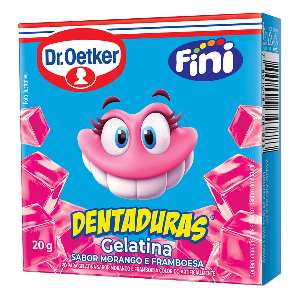 Gelatina Dr. Oetker Fini Dentaduras Sabor Morango e Framboesa 20g em Oferta na Shopee