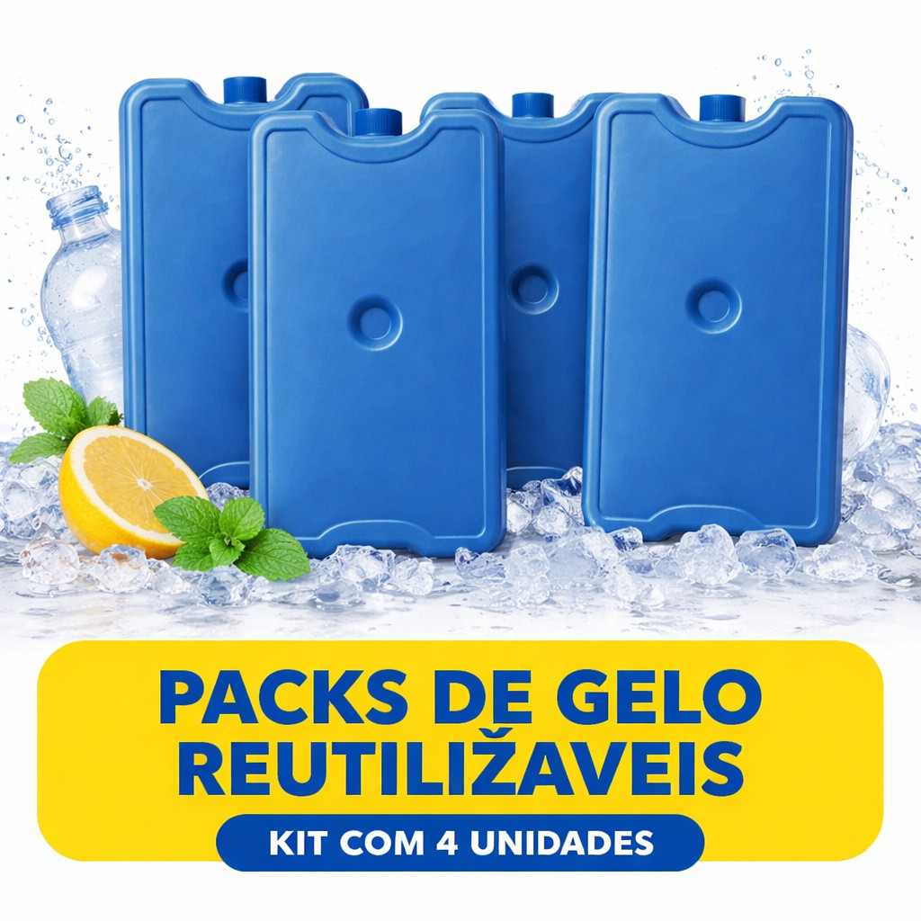 Kit 4 Gelo Reutilizável Artificial Ideal Bebidas Bolsa Térmica Cooler Refrigeração 200ml 400ml 500ml em Oferta na Shopee