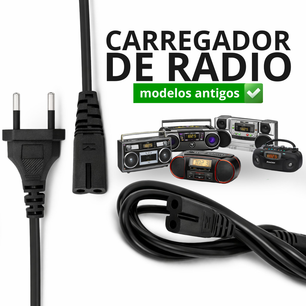 Carregador para Radio Cabo de Forca Bipolar para Radio  Compativel Principais Marcas 1,5m Resistente