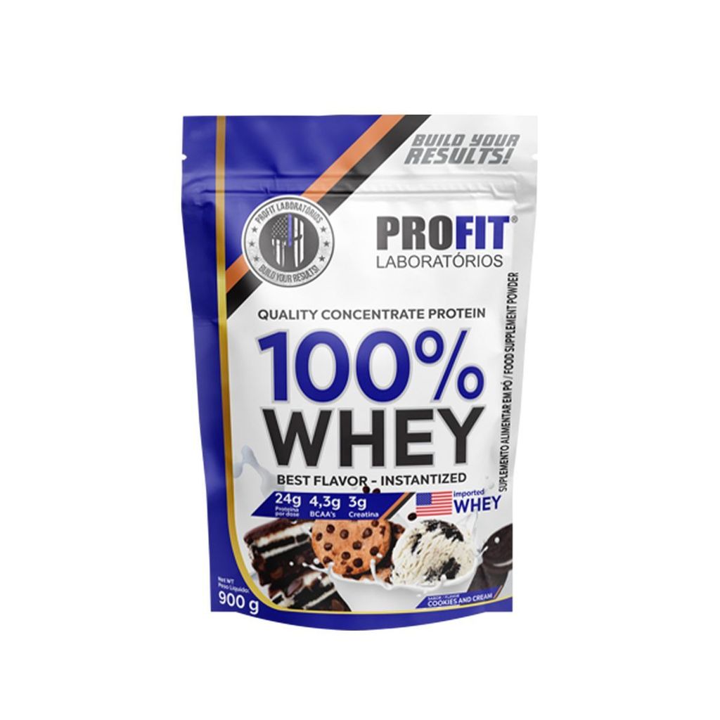 100% Whey Quality Concentrate Protein - 900g Refil Cookies and Cream - Profit