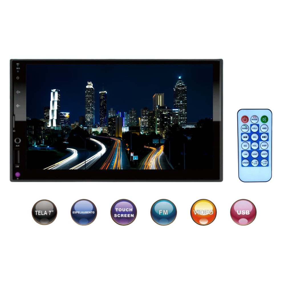 Central Multimídia MP5 2 Din 7" USB/SDCARD/BT/Espelhamento IOS/Android Full Touch H-Tech-HT-3000G3 em Oferta na Shopee