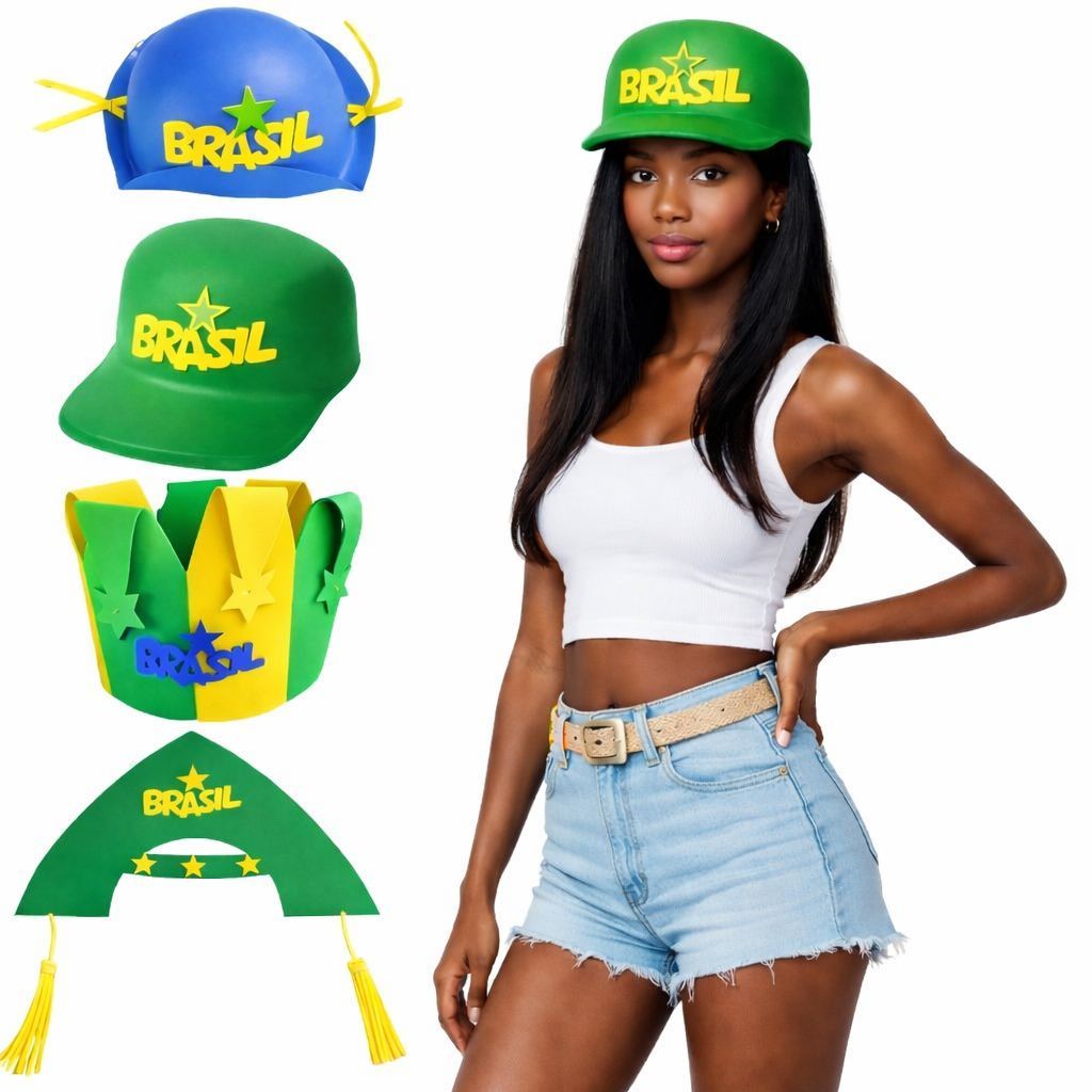 Chapéu E Boné Para Copa do Mundo em EVA Unissex Festa Adulto
