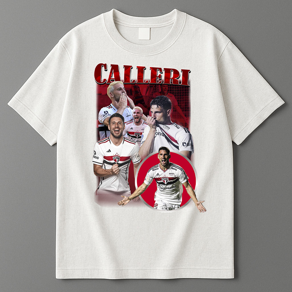Camiseta São Paulo FC Estampa Calleri Artilheiro Camisa SPFC Torcedor Esporte Moda Treino