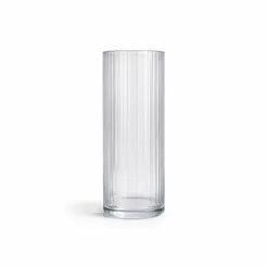 Vaso Tubo de Vidro Transparente Cilíndrico Canelado Grande