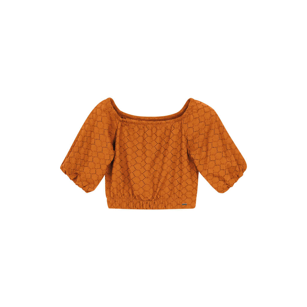 Blusa Feminina Cropped Ciganinha Marialícia Laranja