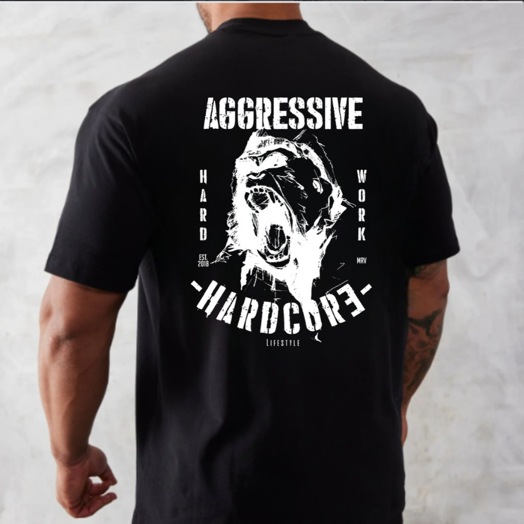 Camiseta Oversized Premium Agressive Hardcore Treino Maromba Confortavel Unissex Academia Camisa