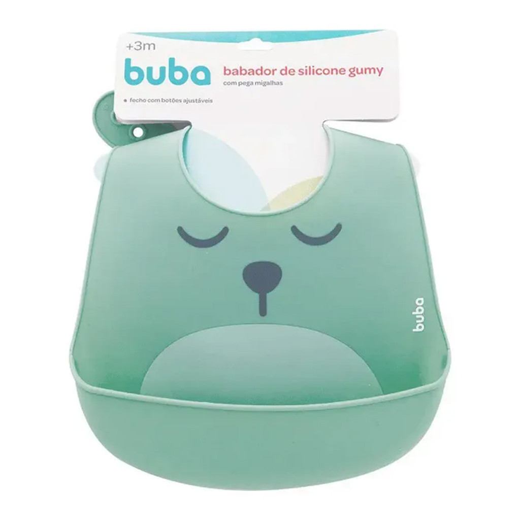 Babador Silicone Buba Impermeável Pega Migalhas Gumy Verde