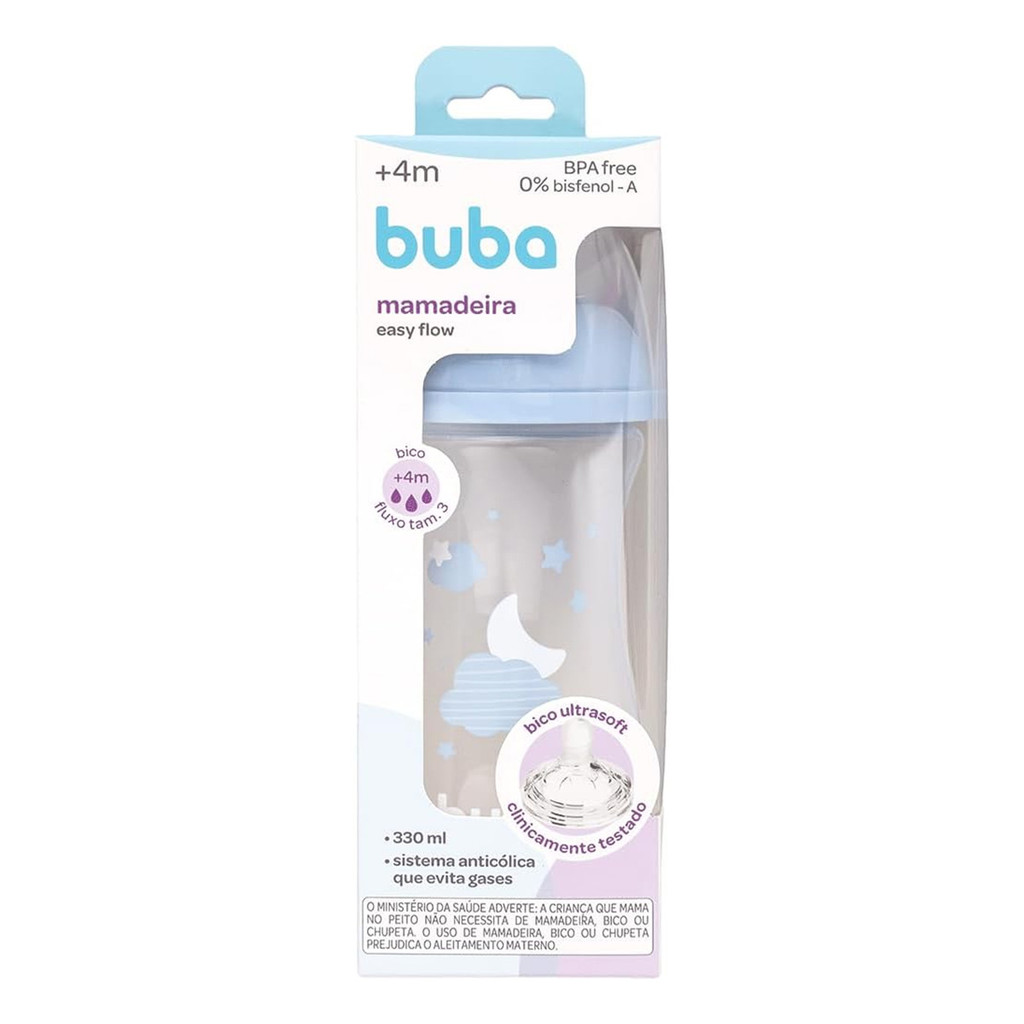 Mamadeira Buba Easy Flow Nuvem Azul 330ml em Oferta na Shopee