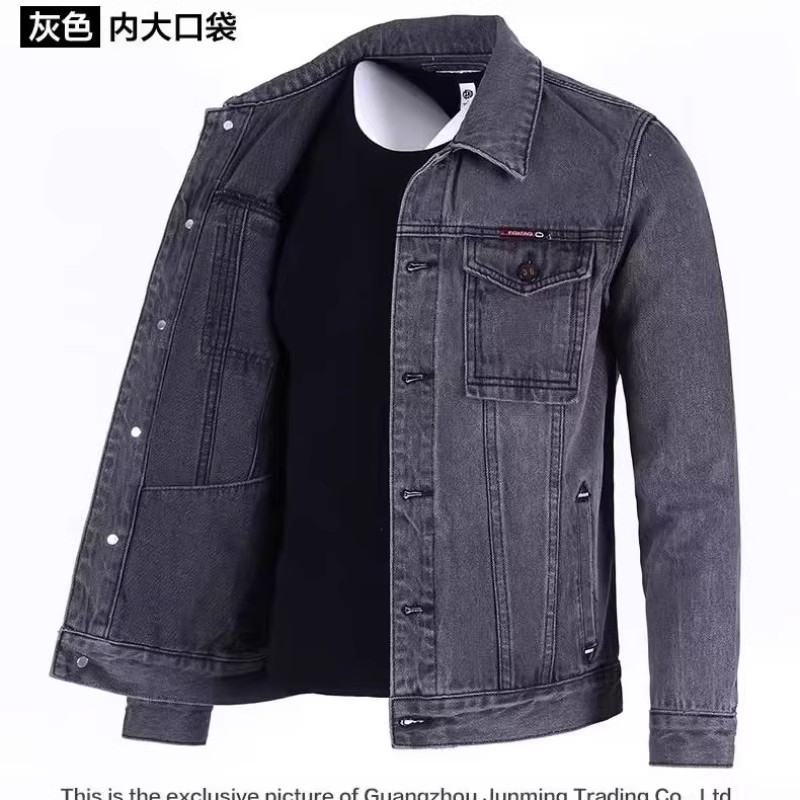 2025 novo estilo americano Retro resistente ao desgaste sujo Denim jaqueta masculina primavera outono solto Casual rufiã