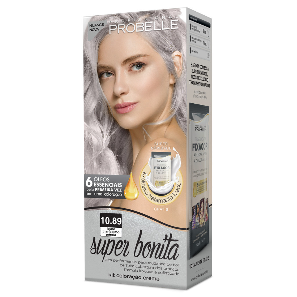 Coloração Super Bonita 50g. - 10.89 Louro Clarissímo Pérola - Probelle em Oferta na Shopee